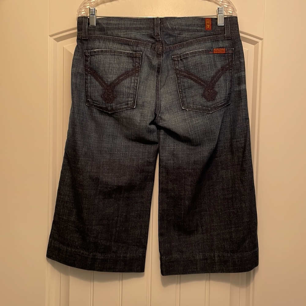 7 for All Mankind Camilla Wide Leg/Gaucho/Crop Jeans in Dark Seville - Picture 9 of 16